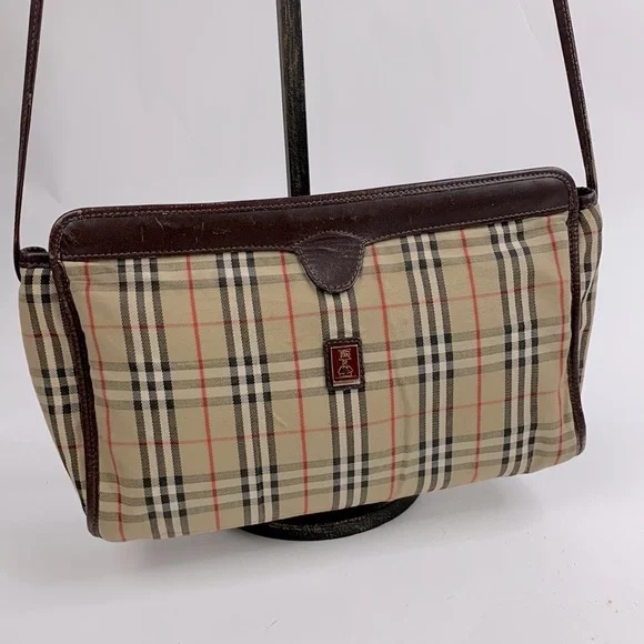 Burberry Ltd Ed Vintage "Shelter Under A Burberrys" Crossbody bag Fabric leather - Picture 9 of 17